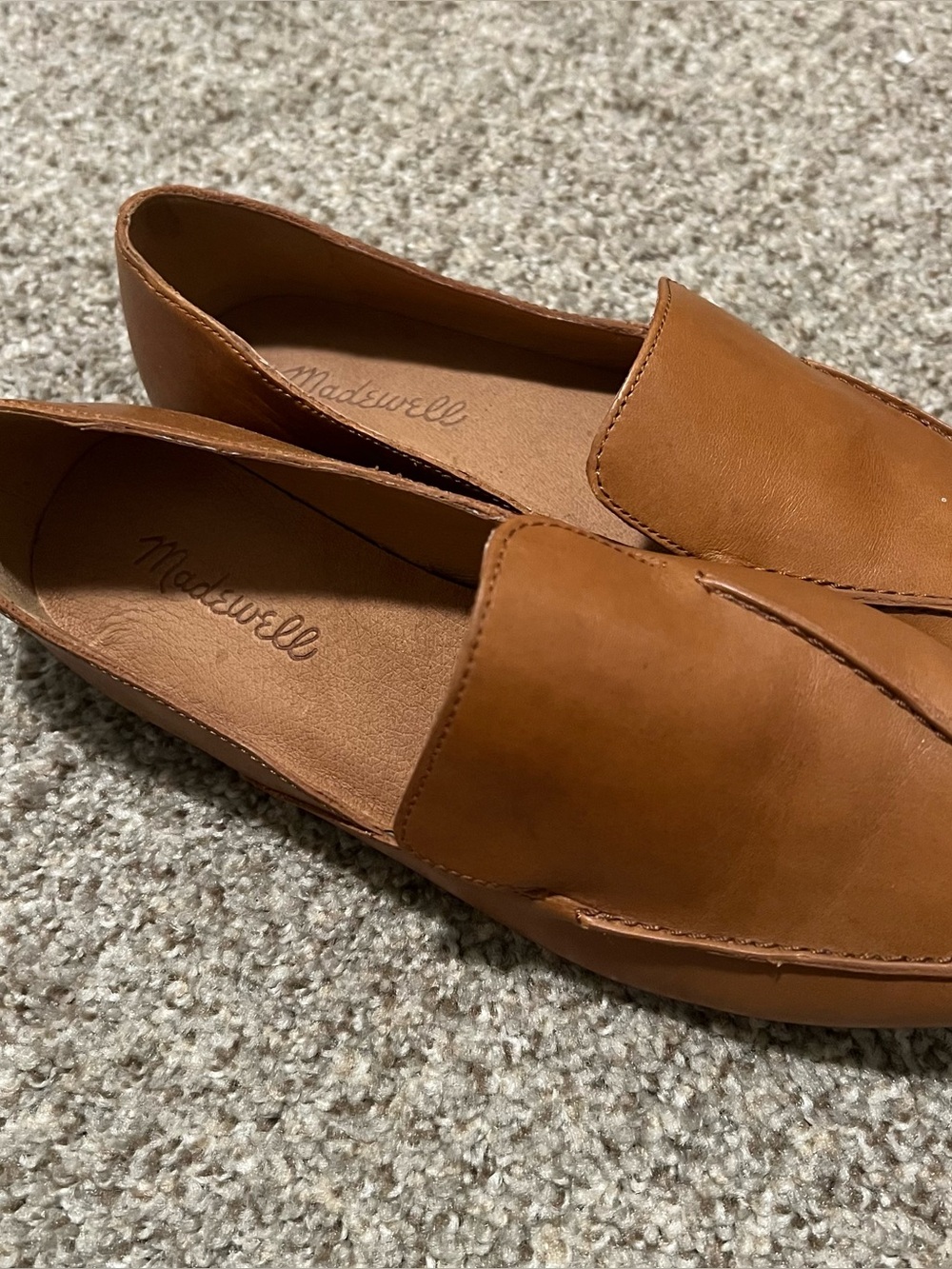 Madewell Cognac Brown Leather Pointed Slip-On Loafers Size 7 - Picture 8 of 11